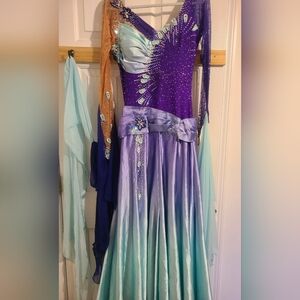 Purple and Blue Shaded Standard Ballroom Dress